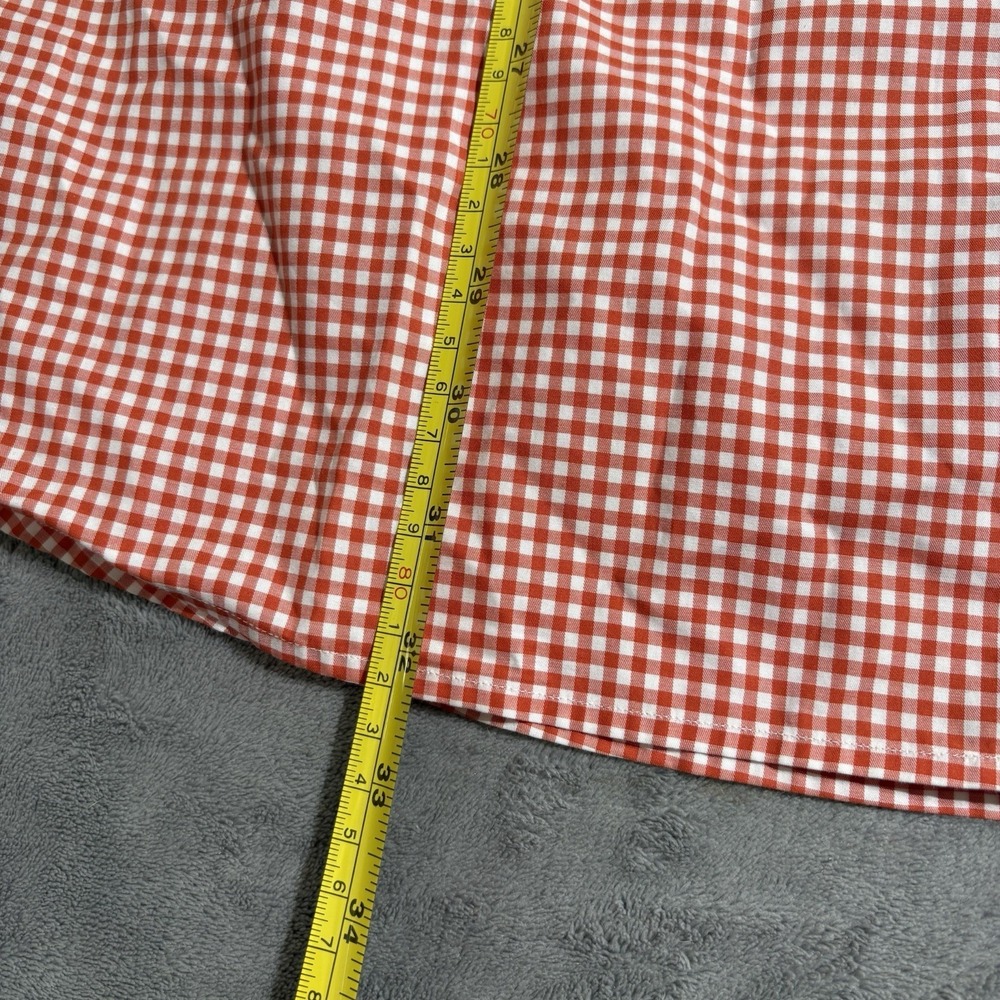Eton Shirt Men XL 44 17.5 Orange Plaid Contemporary Button Up Long Sleeve Cotton - Picture 6 of 8